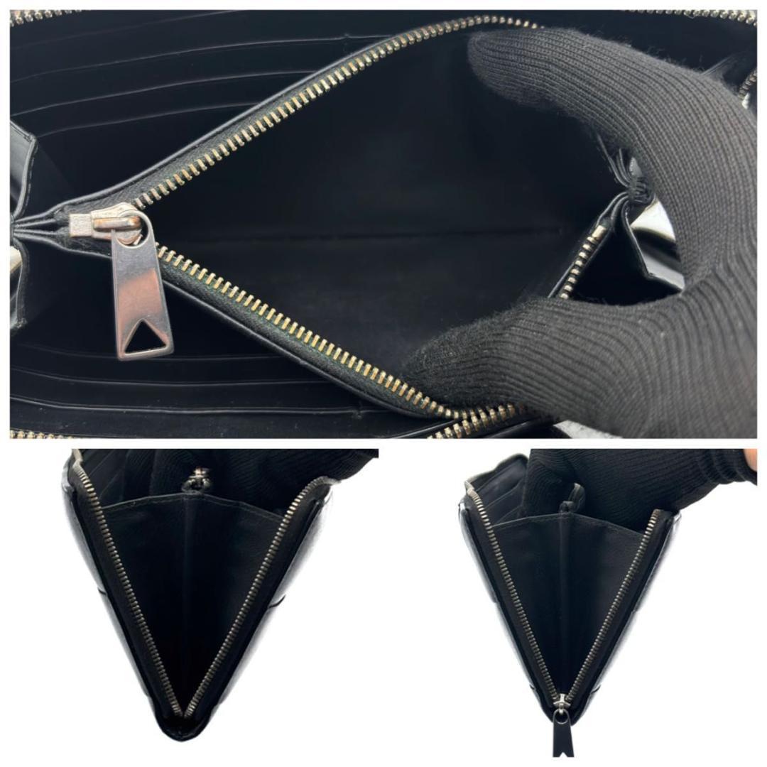 美品 IC ボッテガヴェネタ 箱袋付属 カセット ラウンドファスナー 長財布 黒