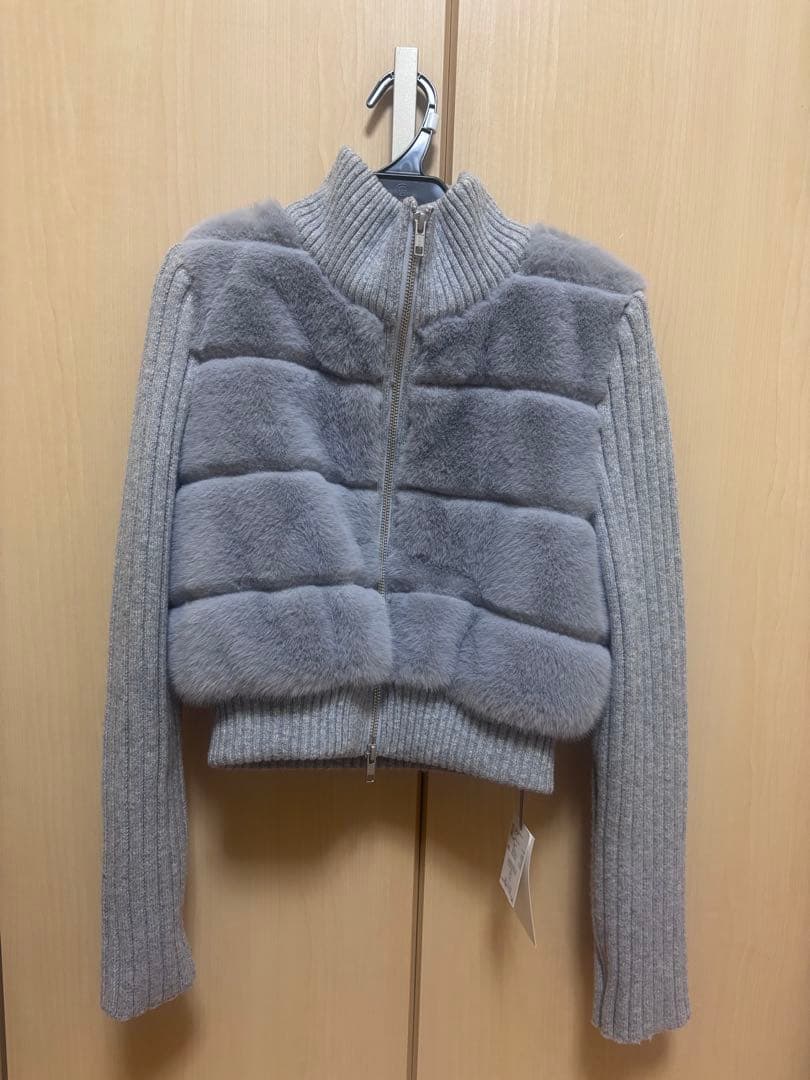 SNIDEL ファーニットブルゾン GRY 0サイズ