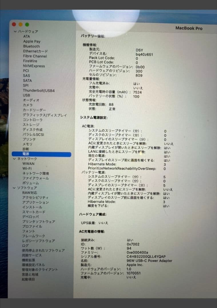 MacBook本体 Apple MacBookPro i9 SSD1TB 64GB