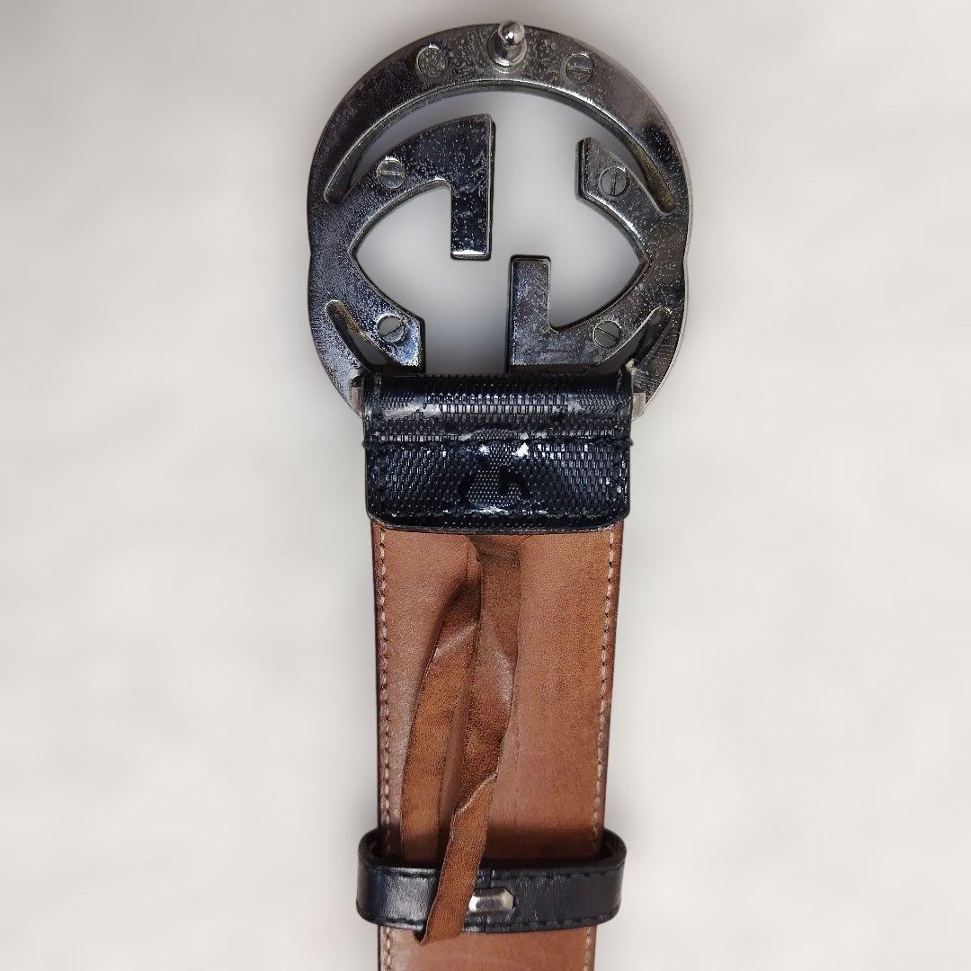✨美品✨GUCCI グッチ ベルト インターロッキング GG デカロゴ 黒
