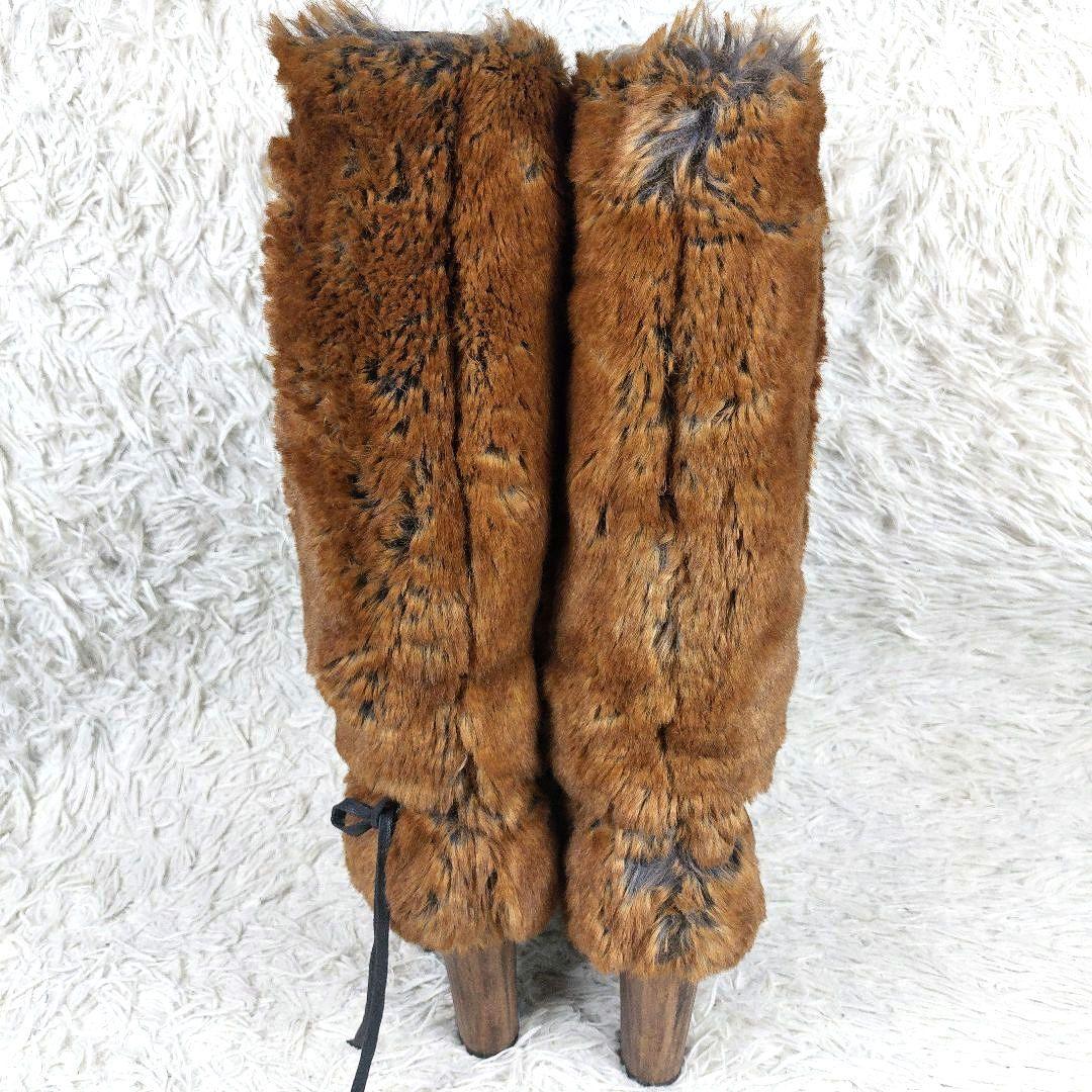 美品 定価17.5万 CHANEL ココマークツイード ファーレザーロングブーツ