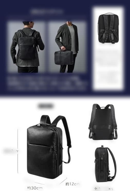 [LS LASIEM] ビジネスリュック メンズ 本革 撥水 15.6インチ