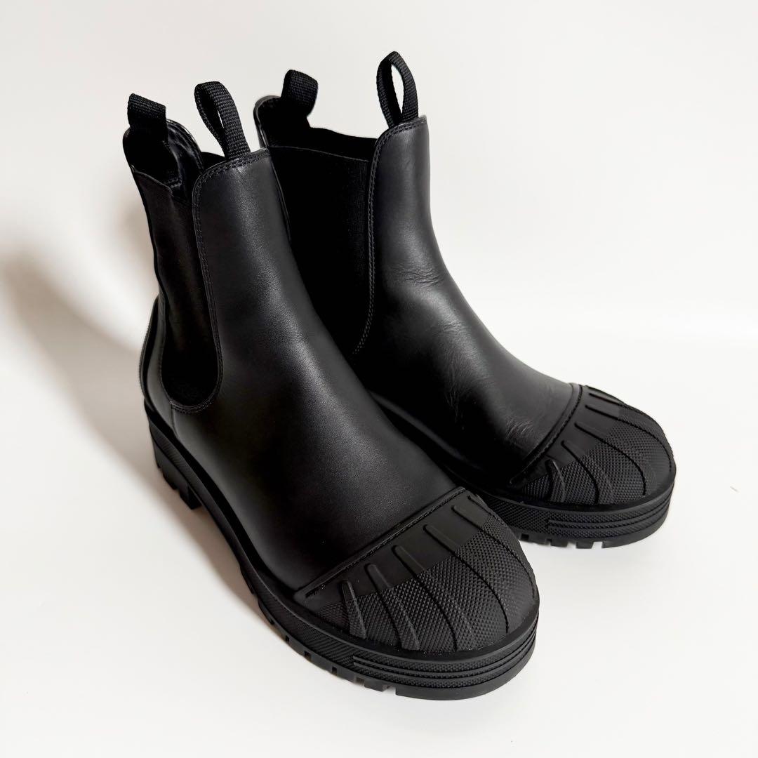 未使用級　ロゴ　厚底　DIOR チェルシーブーツ　サイドゴア　オールレザー