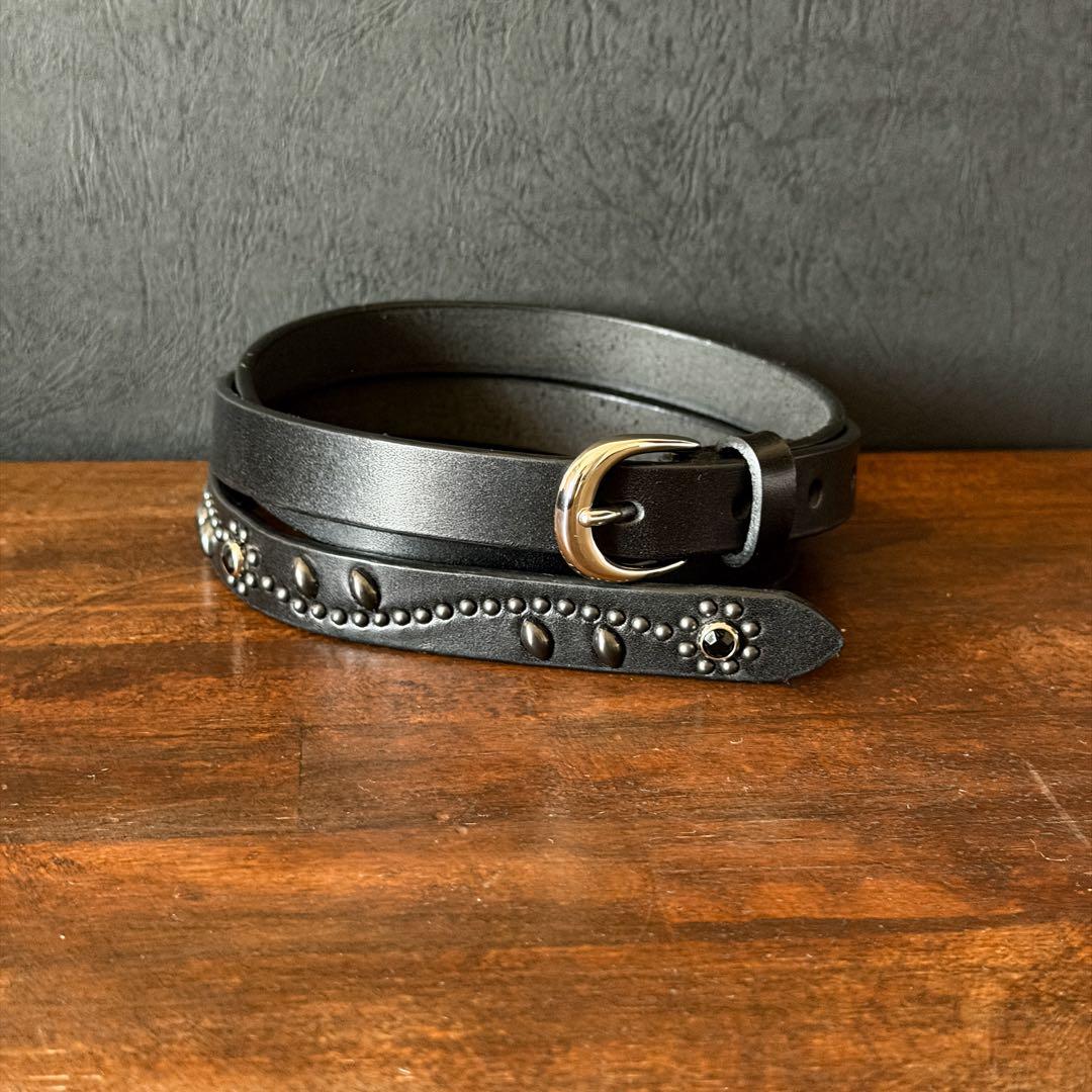 スタッズナローベルトフラワーBK18mm 130cm34inch