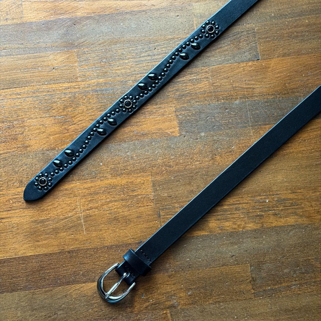 スタッズナローベルトフラワーBK18mm 130cm34inch