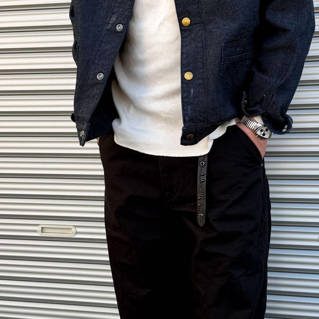 スタッズナローベルトフラワーBK18mm 130cm34inch