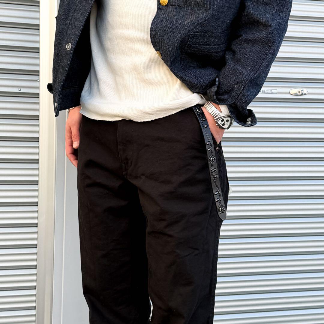 スタッズナローベルトフラワーBK18mm 130cm34inch