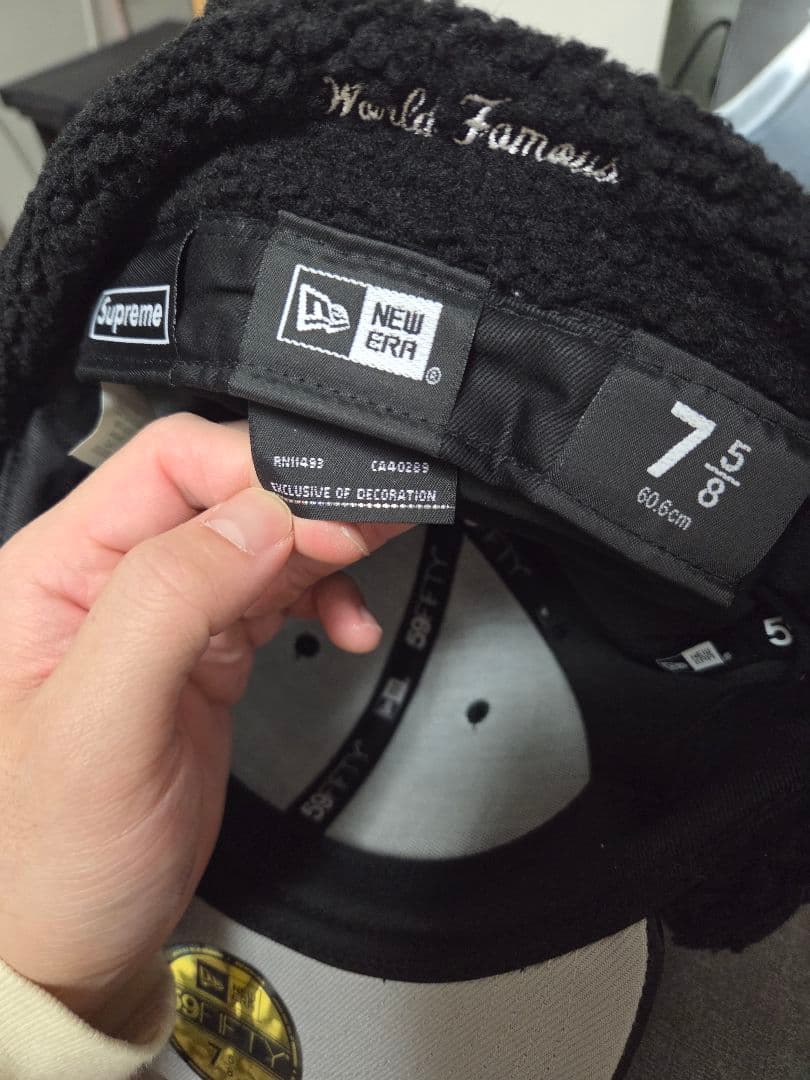 Supreme✖️NEWERAイヤーフラップボアレザーキャップ 7 5/8