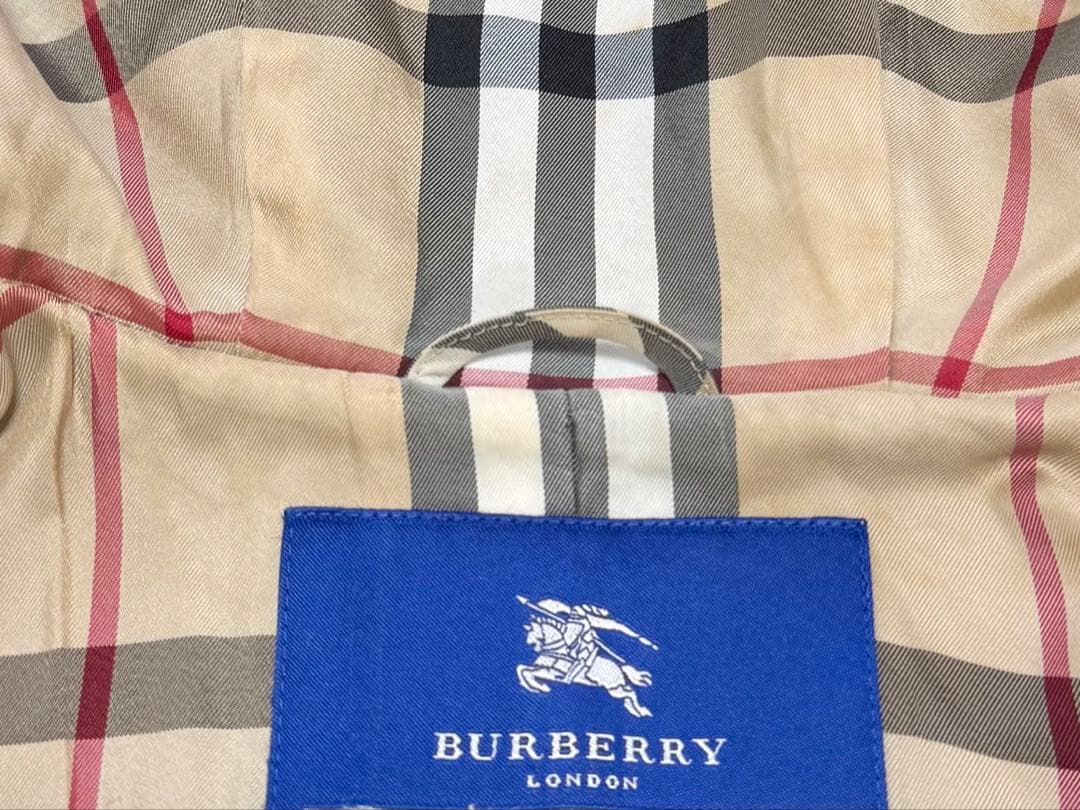 バーバリーブルーレーベル ダッフルコート アンゴラ混 ノバチェック フード付き