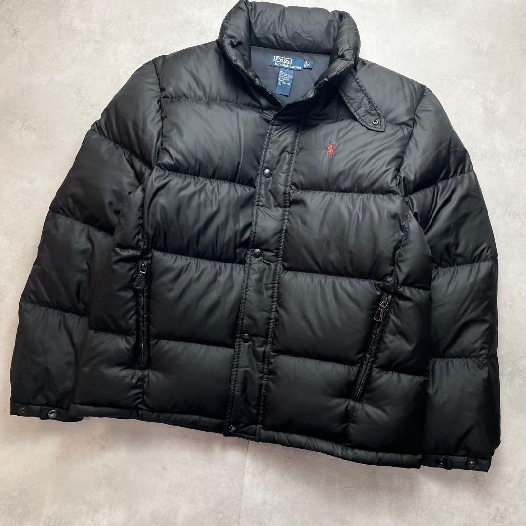 希少 美品 90s ラルフローレン ダウンジャケット チンストラップ 肉厚 黒M