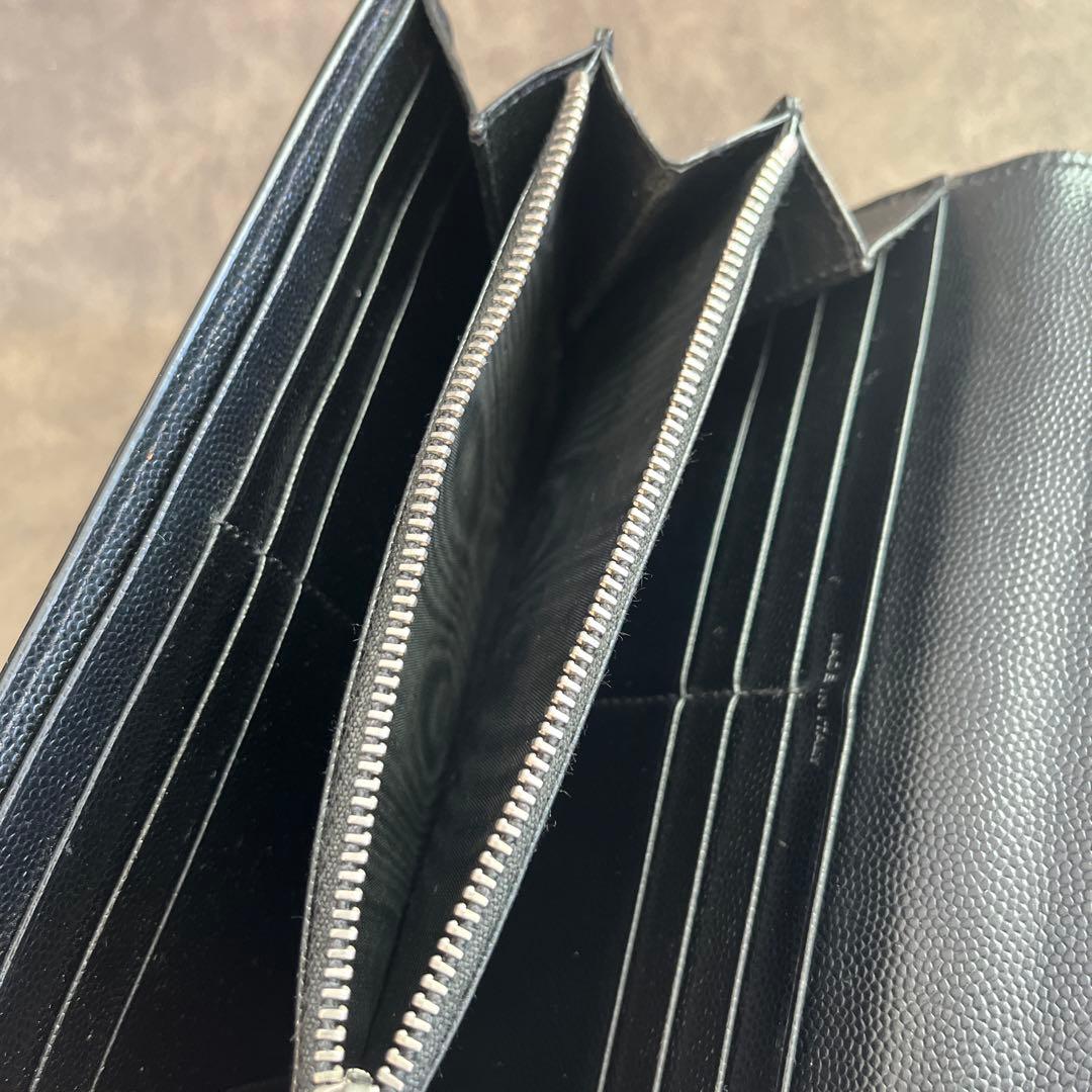 Saint Laurent サンローラン　スタッズ付きブラックレザー長財布