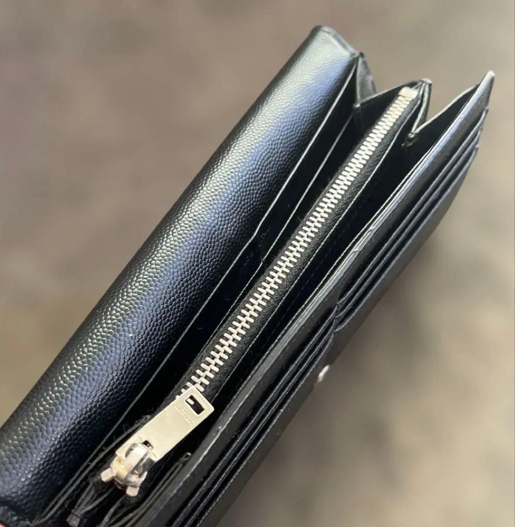 Saint Laurent サンローラン　スタッズ付きブラックレザー長財布