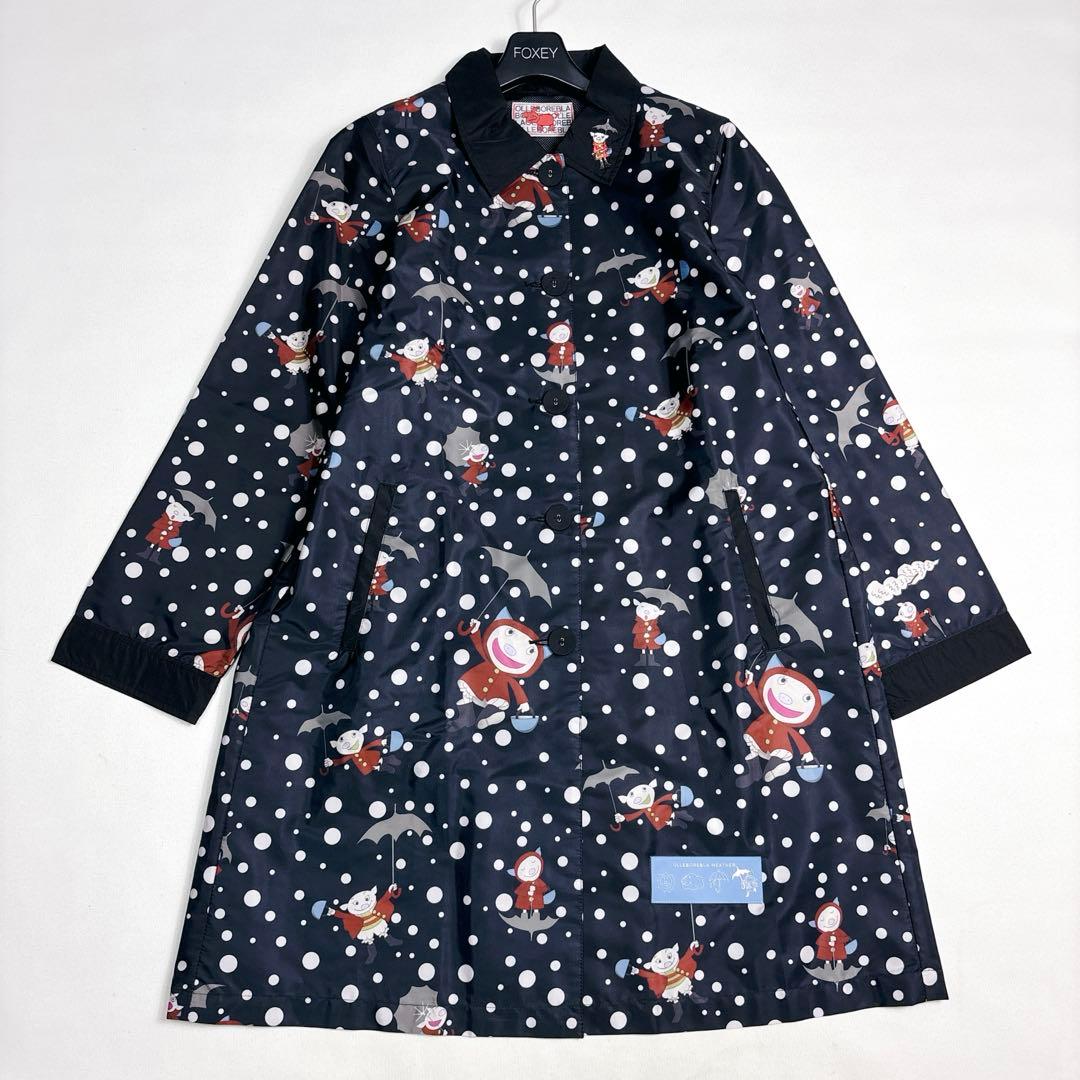 未使用級✨アルベロベロ レインコート ブラック ぶたさん ドット柄 刺繍 F