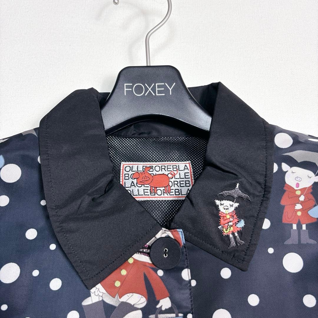 未使用級✨アルベロベロ レインコート ブラック ぶたさん ドット柄 刺繍 F