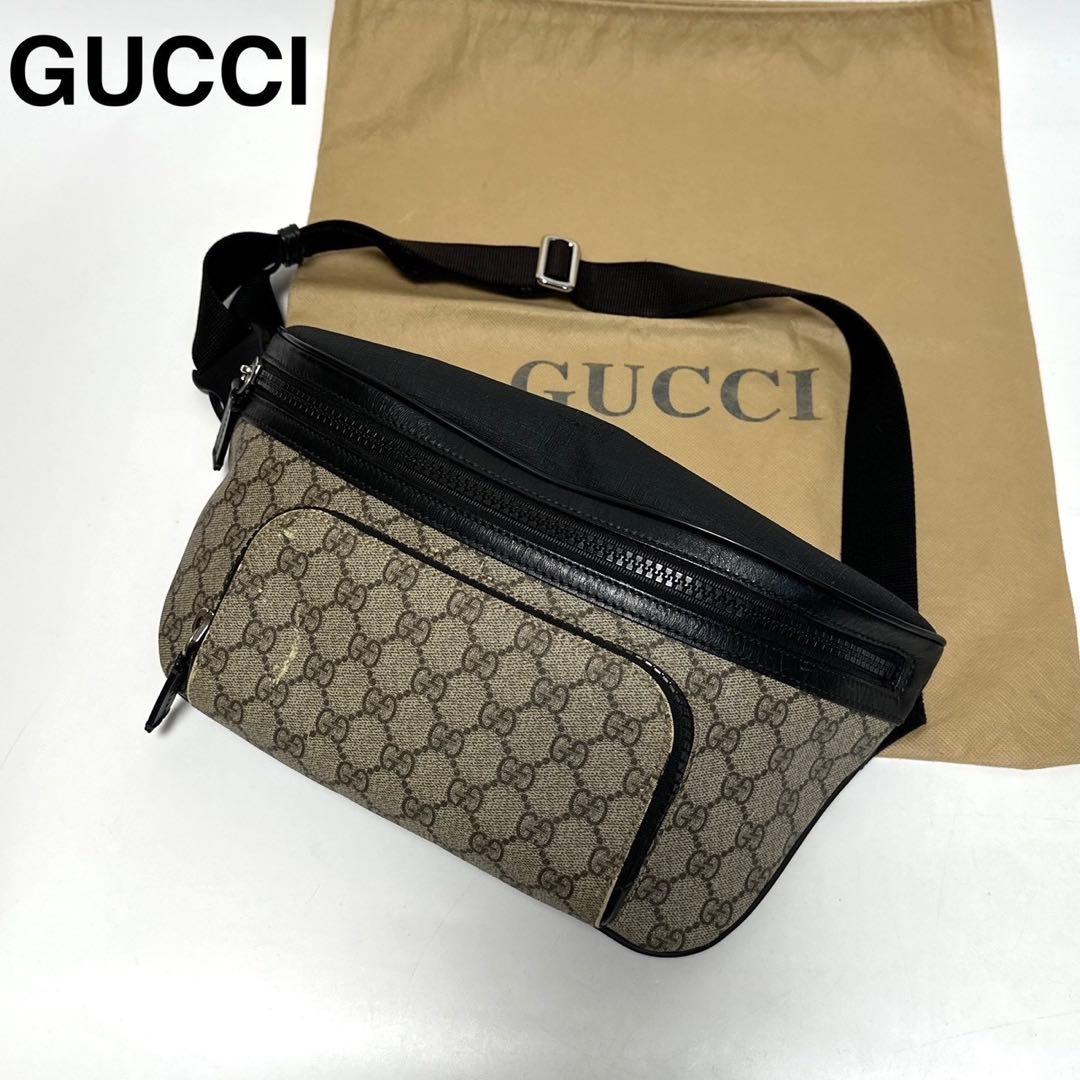 u02 グッチ　GGスプリーム　PVC ウエストバッグ　ボディバッグショルダー.
