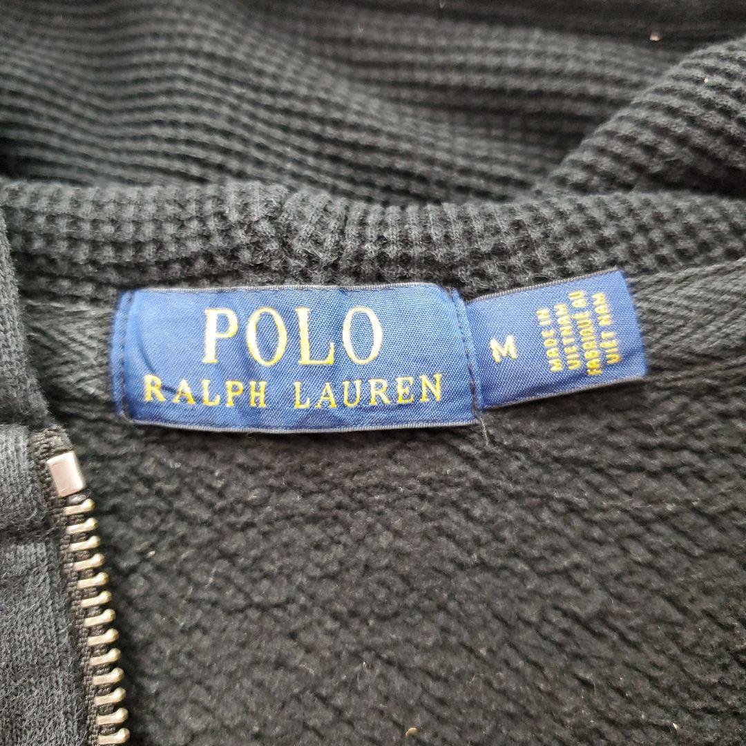 HA355☆ポロラルフローレン☆ジップアップスウェットパーカー☆刺繍ロゴ☆黒☆M