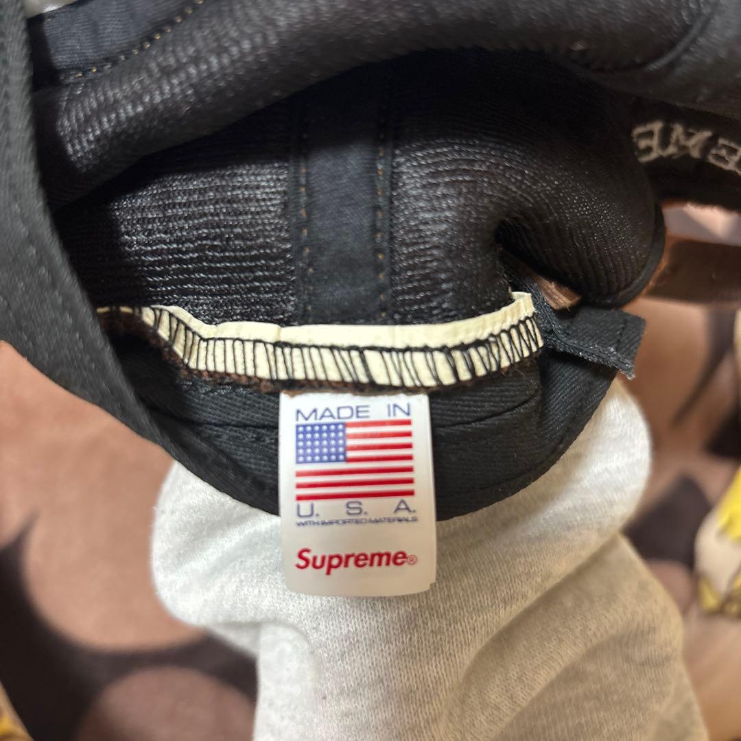 supreme パネルキャップ　ボア　ブラウン