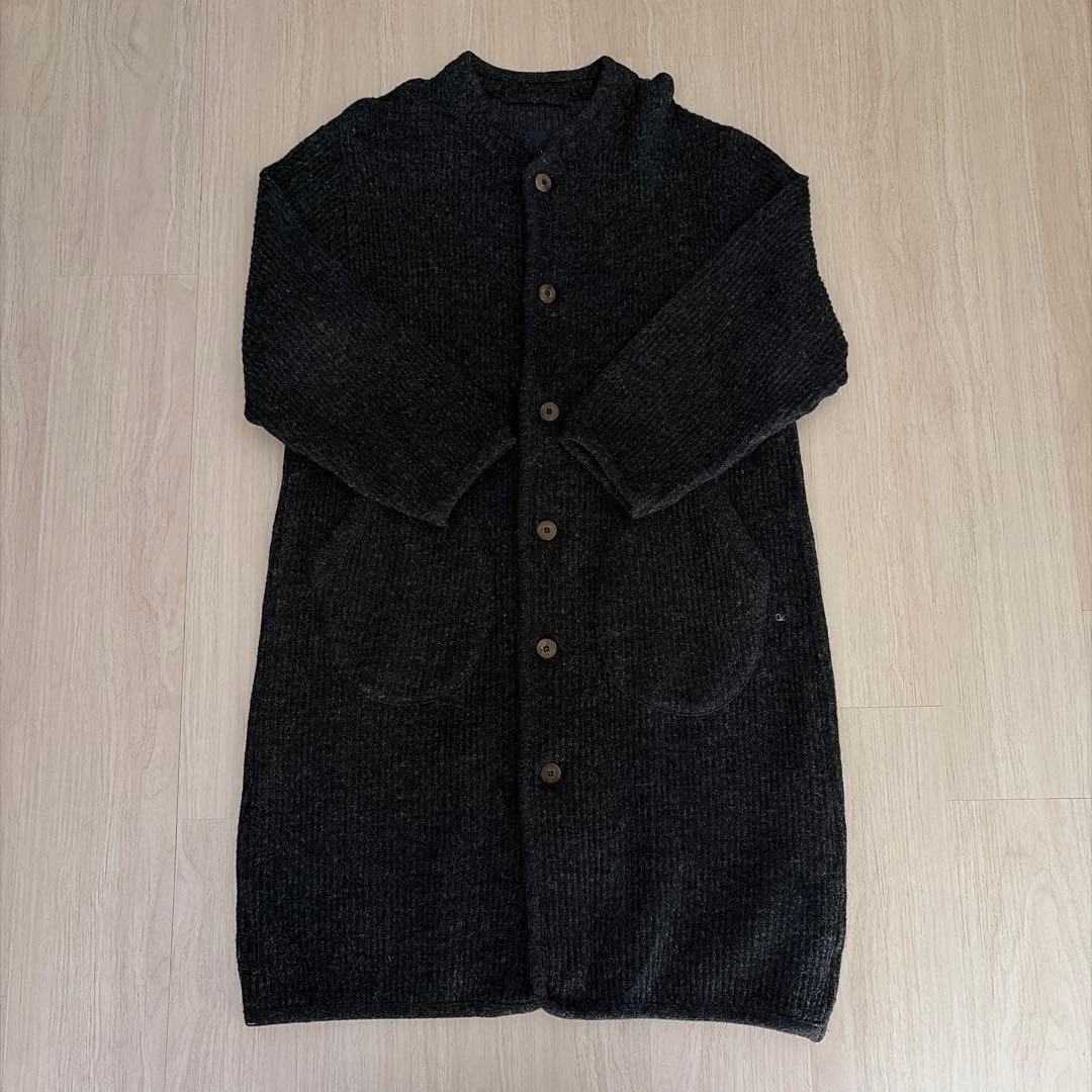 45R ダークグレー ニット ロングコート