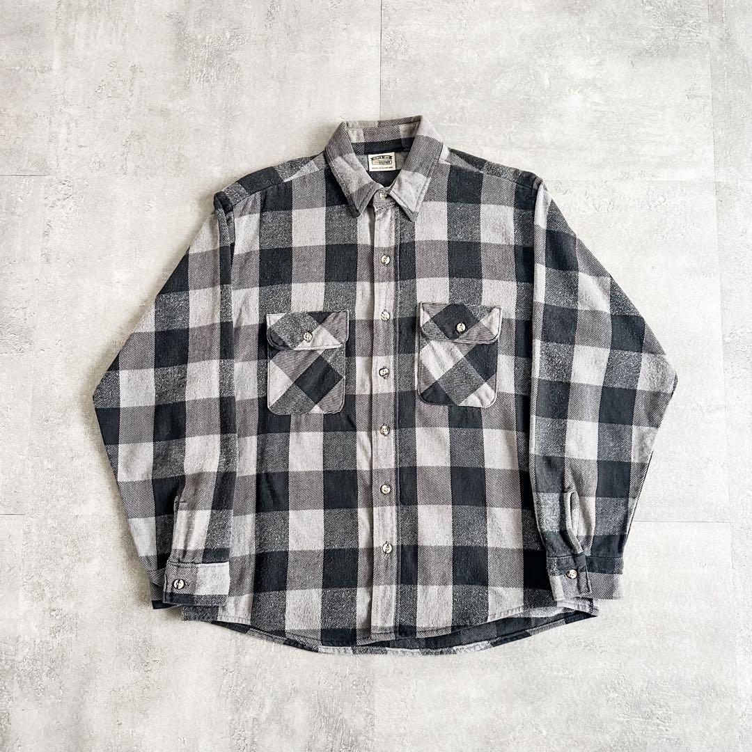 90s FIVE BROTHER ブラック グレー ブロックチェック ヘビーネル