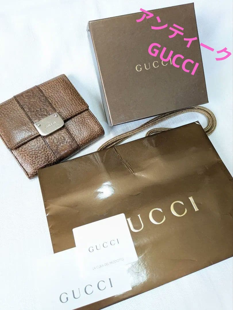 GUCCI ✨二つ折り財布 ブラウンレザー✨値下げしました