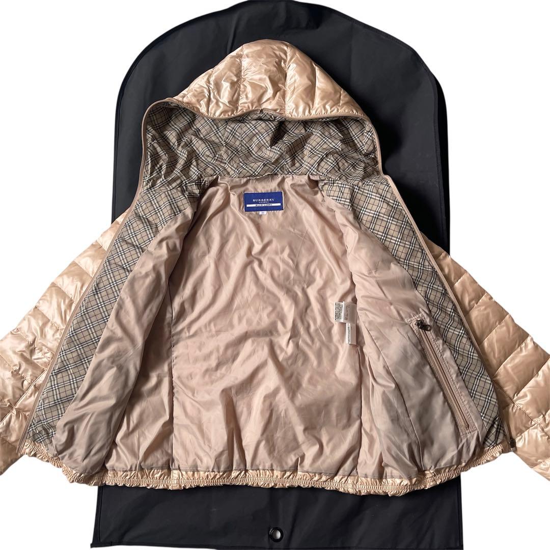 ほぼ未使用 バーバリーブルーレーベル ダウンジャケット ノバチェック 38 軽量