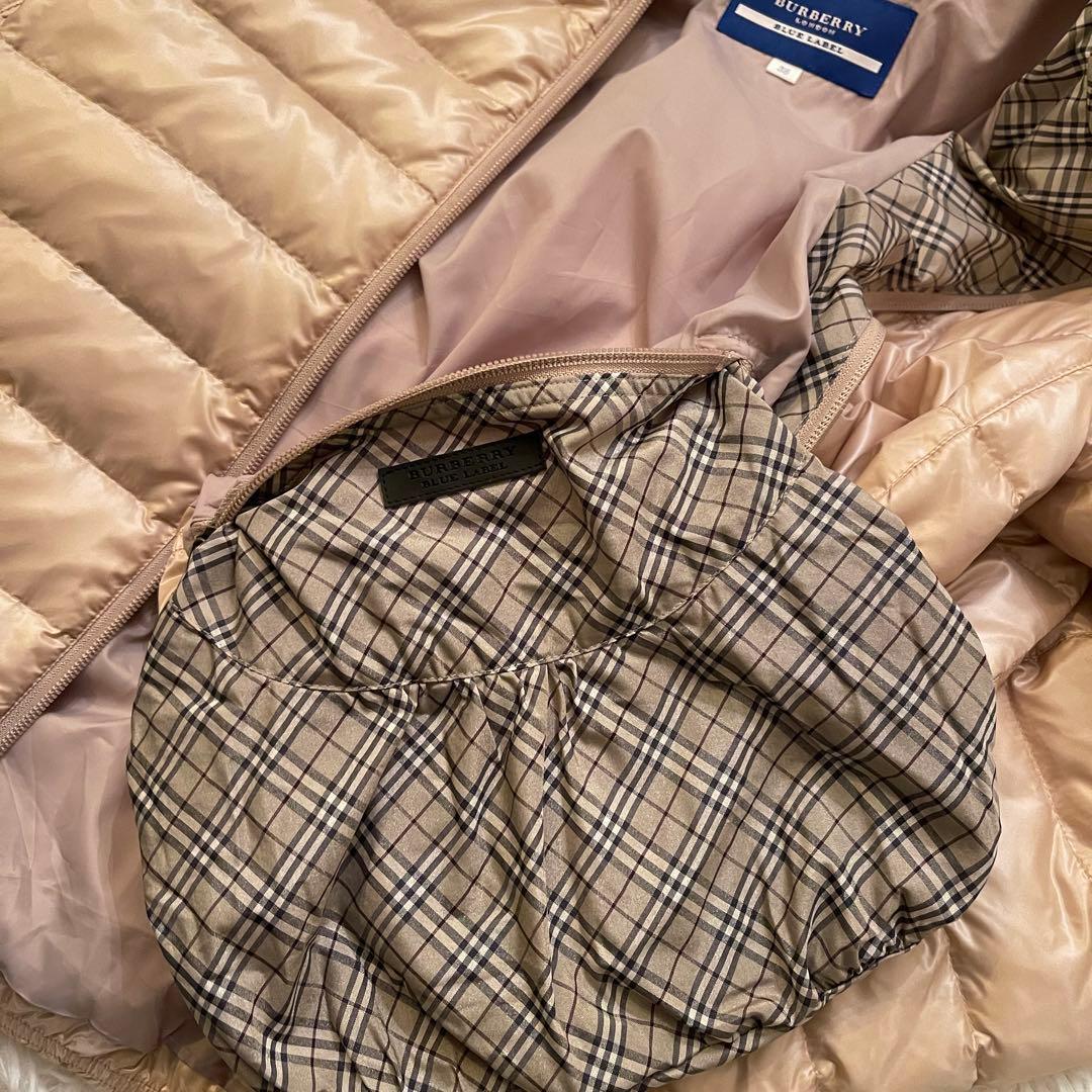 ほぼ未使用 バーバリーブルーレーベル ダウンジャケット ノバチェック 38 軽量