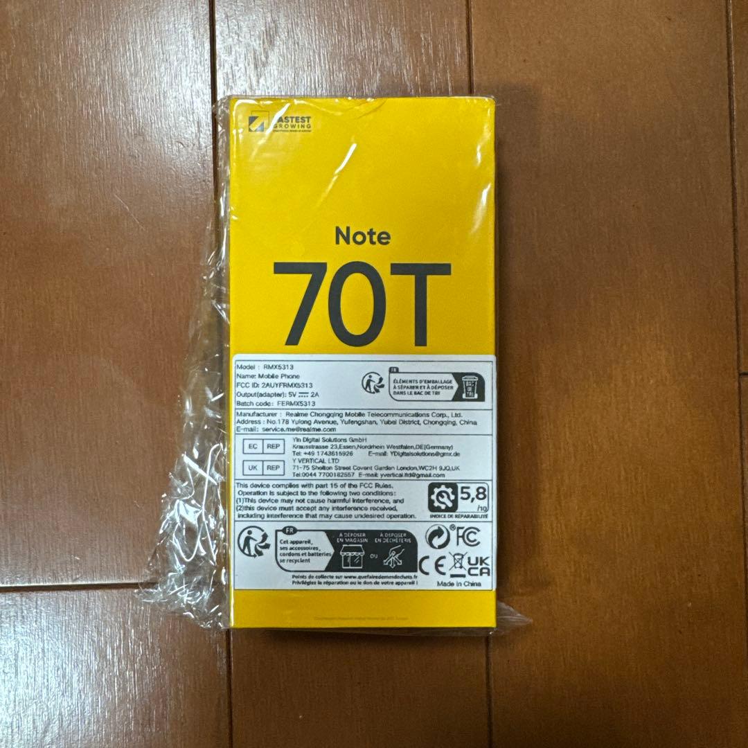スマートフォン本体 realme Note 70T 4GB/256GB Beach Gold
