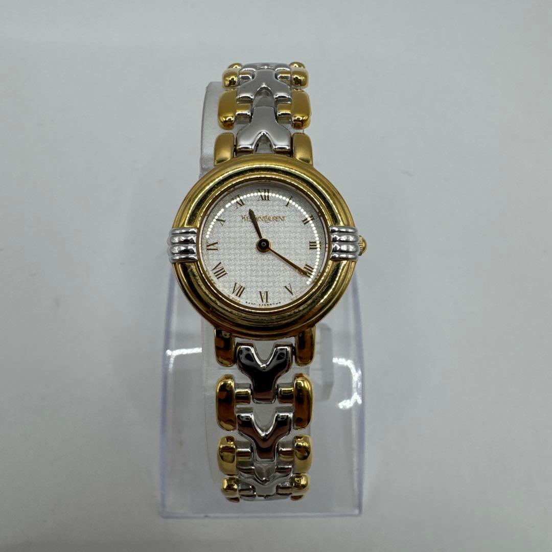 イヴサンローラン YSL コンビ ローマン 腕時計　ゴールド文字盤 予備コマ付