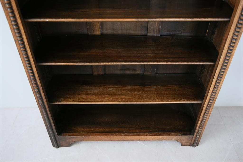 英国アンティーク木製ブックシェルフ/本棚/食器棚/飾り棚/収納ラック92-232