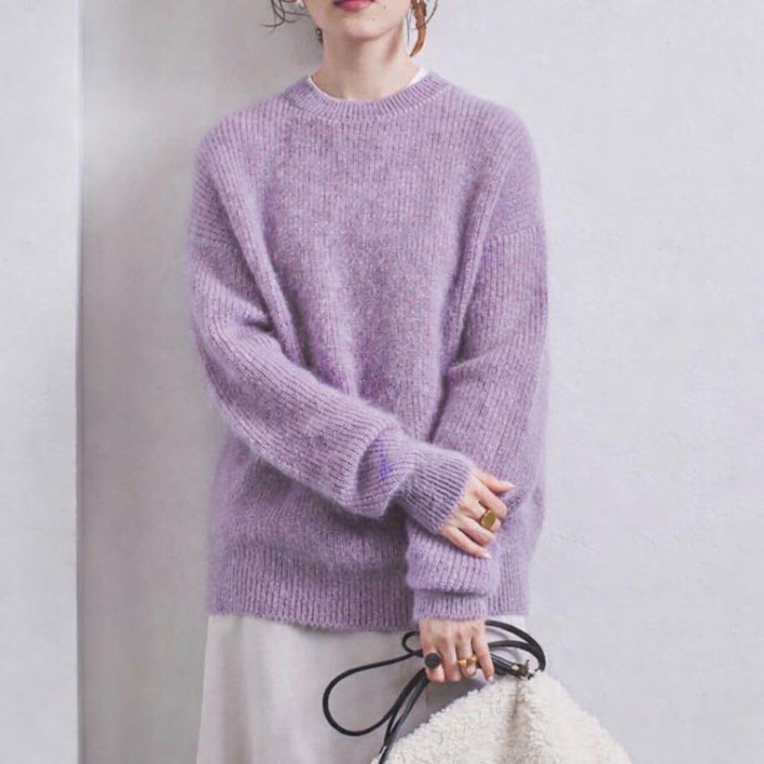 颯*様 united arrows アゼ　モヘア　クルーネックニット　purpl