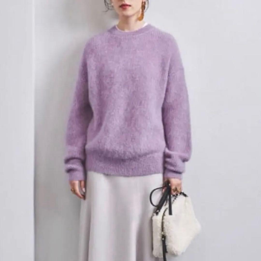 颯*様 united arrows アゼ　モヘア　クルーネックニット　purpl