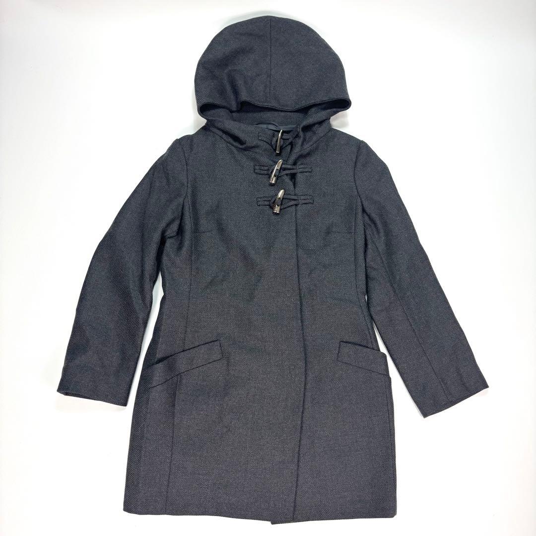 ジルサンダー　ダークグレー フード付きダッフルコート　カシミヤ混　38