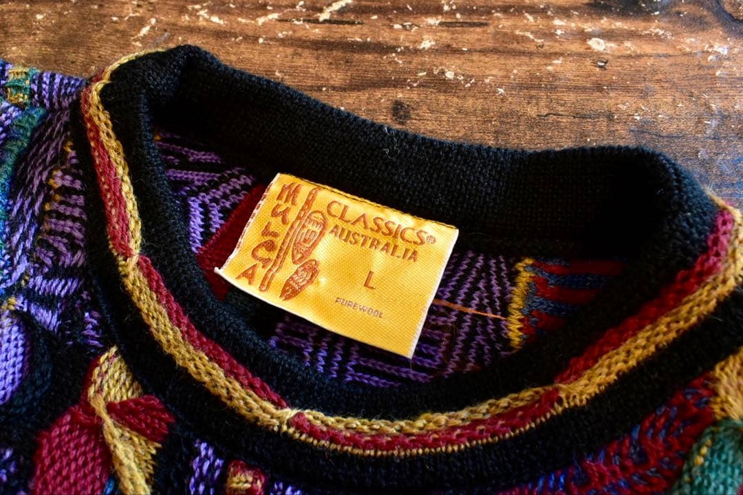 1990s Mulga Classics 3Dニット ウールセーター クージー柄