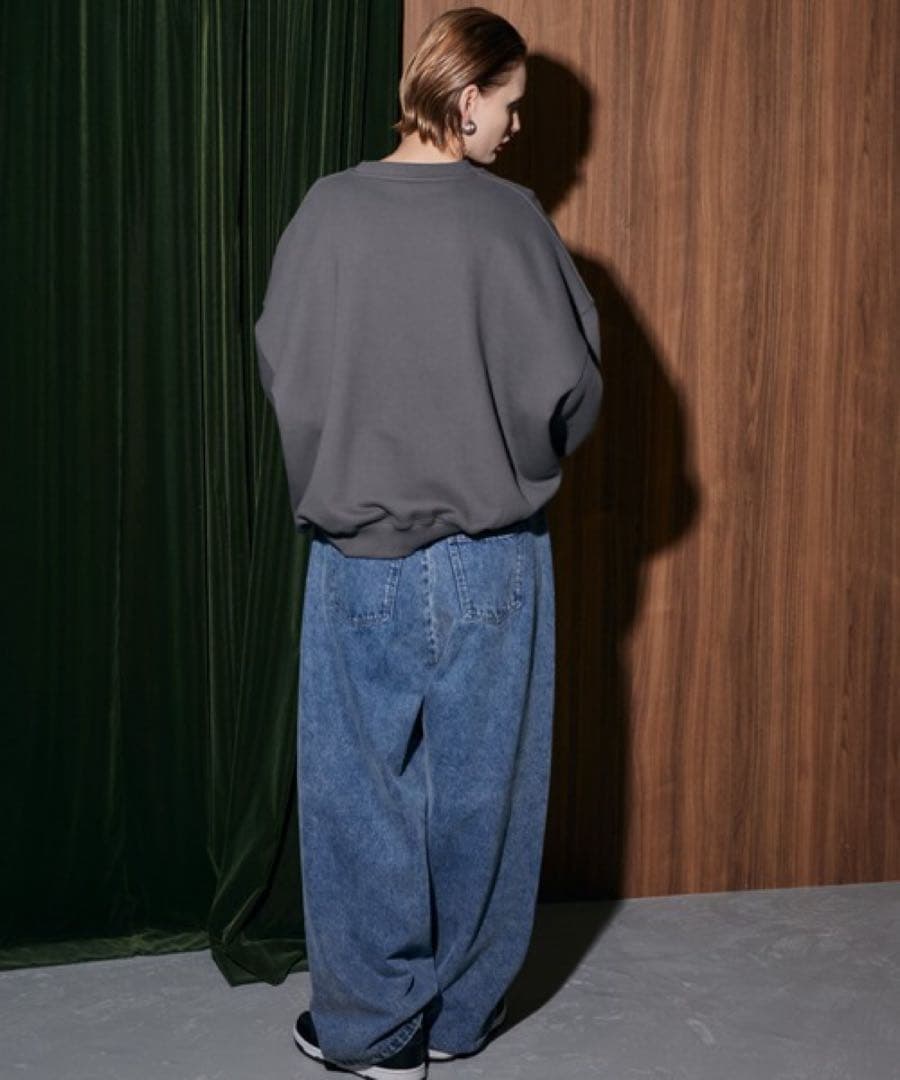 新品 WONEM スウェットブロッキングラインデニムパンツ