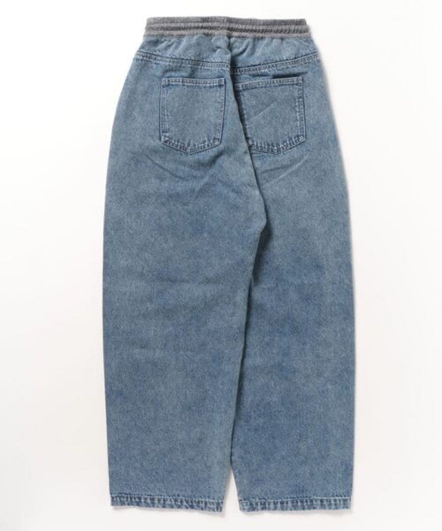 新品 WONEM スウェットブロッキングラインデニムパンツ