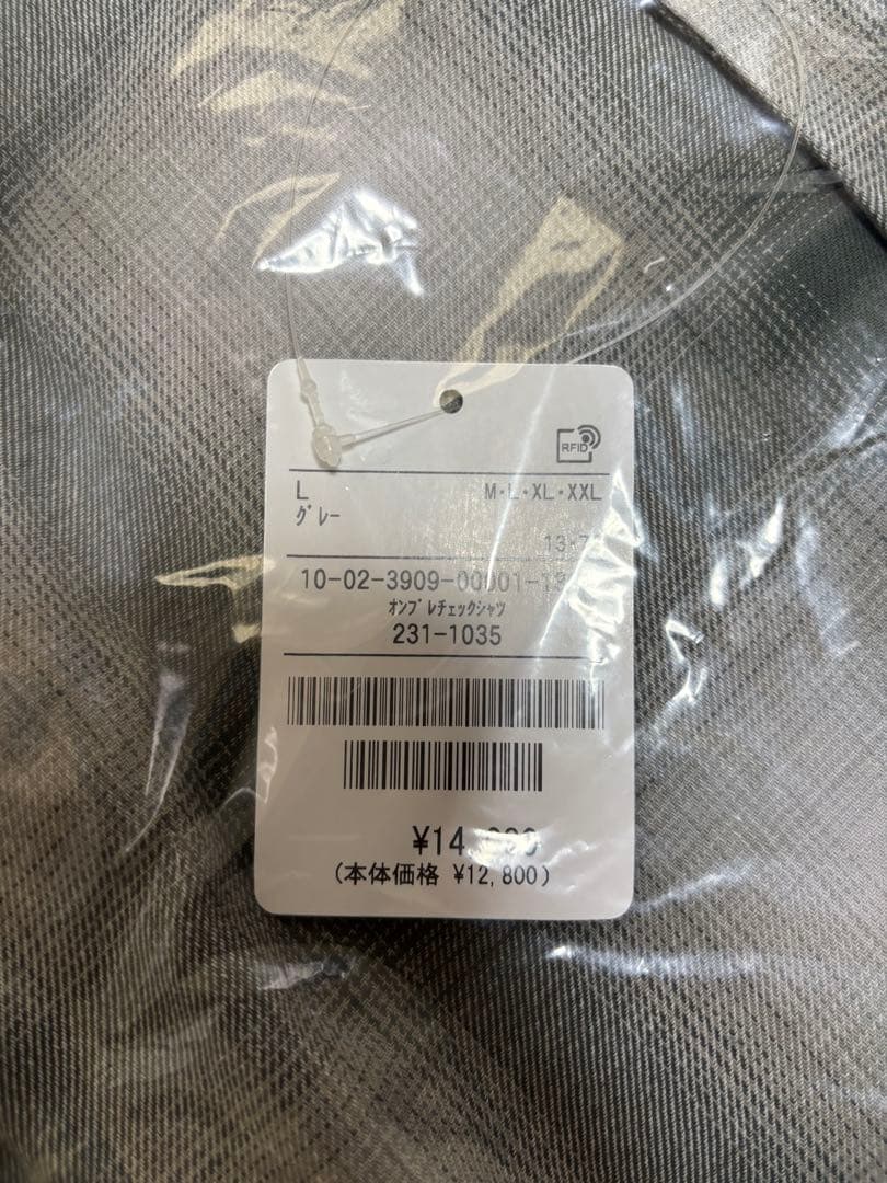 CAHLUMN オンブレチェック マガジンポケット オープンカラーシャツ L