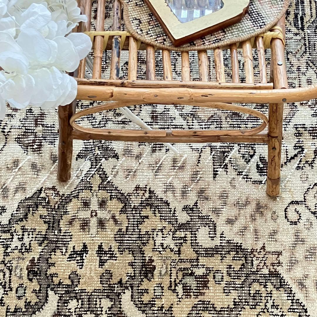 超大判168.5×276アンティークベージュ　メダリオン　トルコヴィンテージラグ