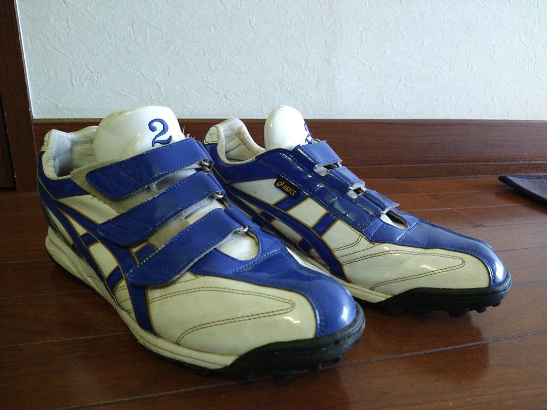 アシックス トレーニングシューズ 青白 ベルクロ　28.5