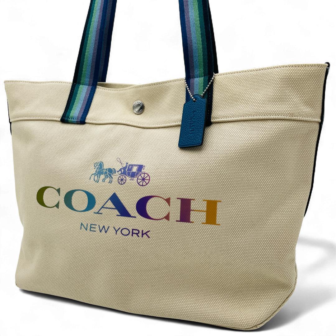 美品 COACH トートバッグ キャンバス ベージュ 91170