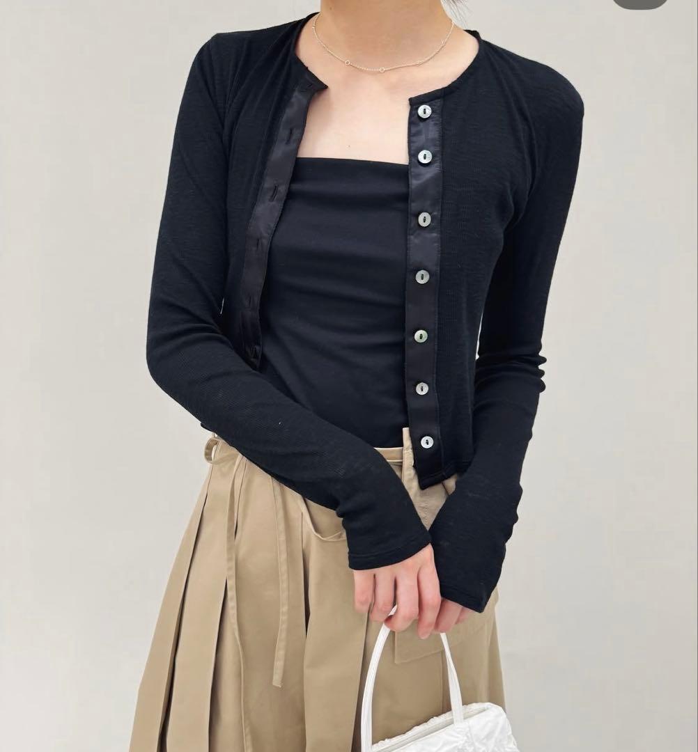 エディットフォールル　front satin cardigan