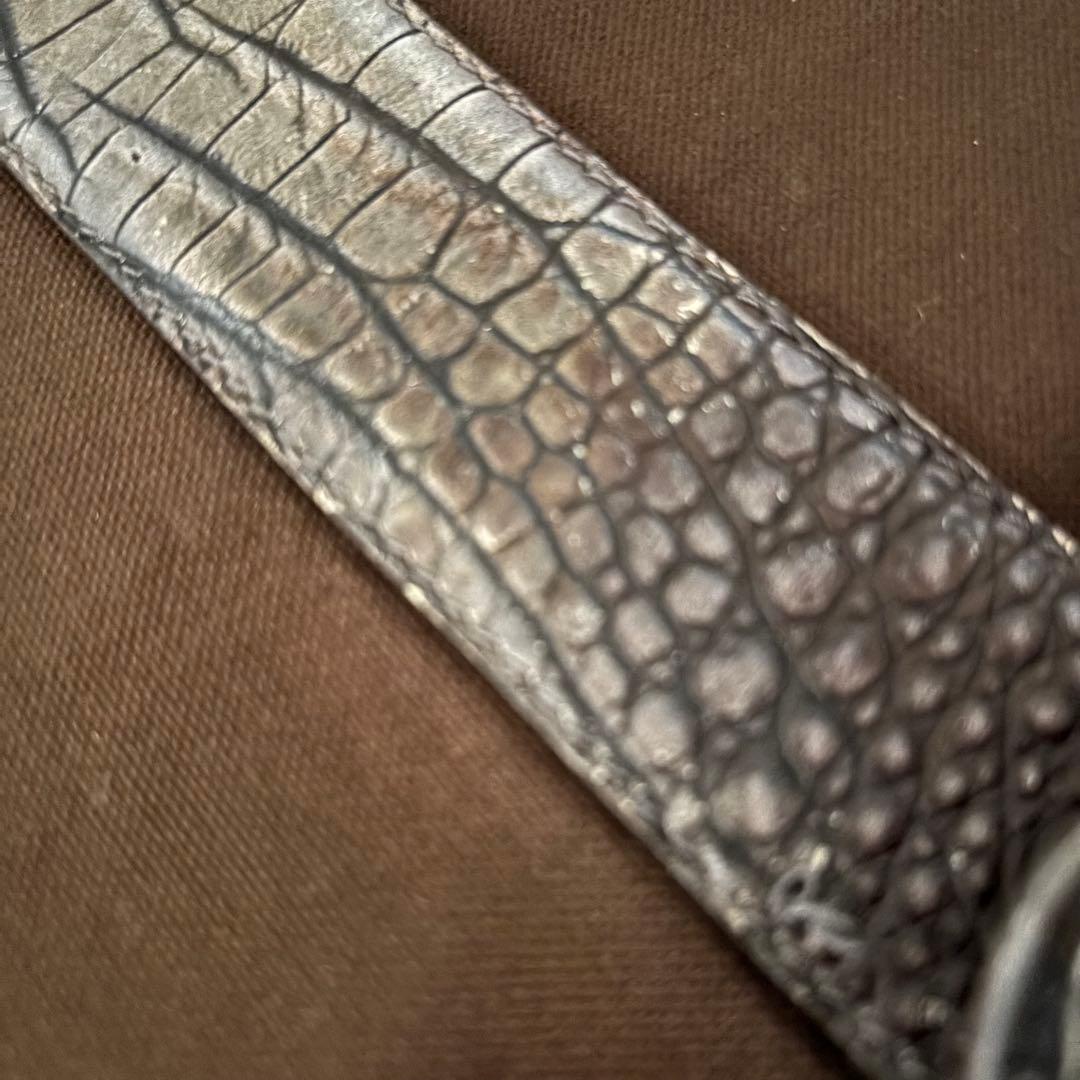 【used】NANNI ナンニ　クロコ型押し　シルバー　レザーベルト　イタリア製