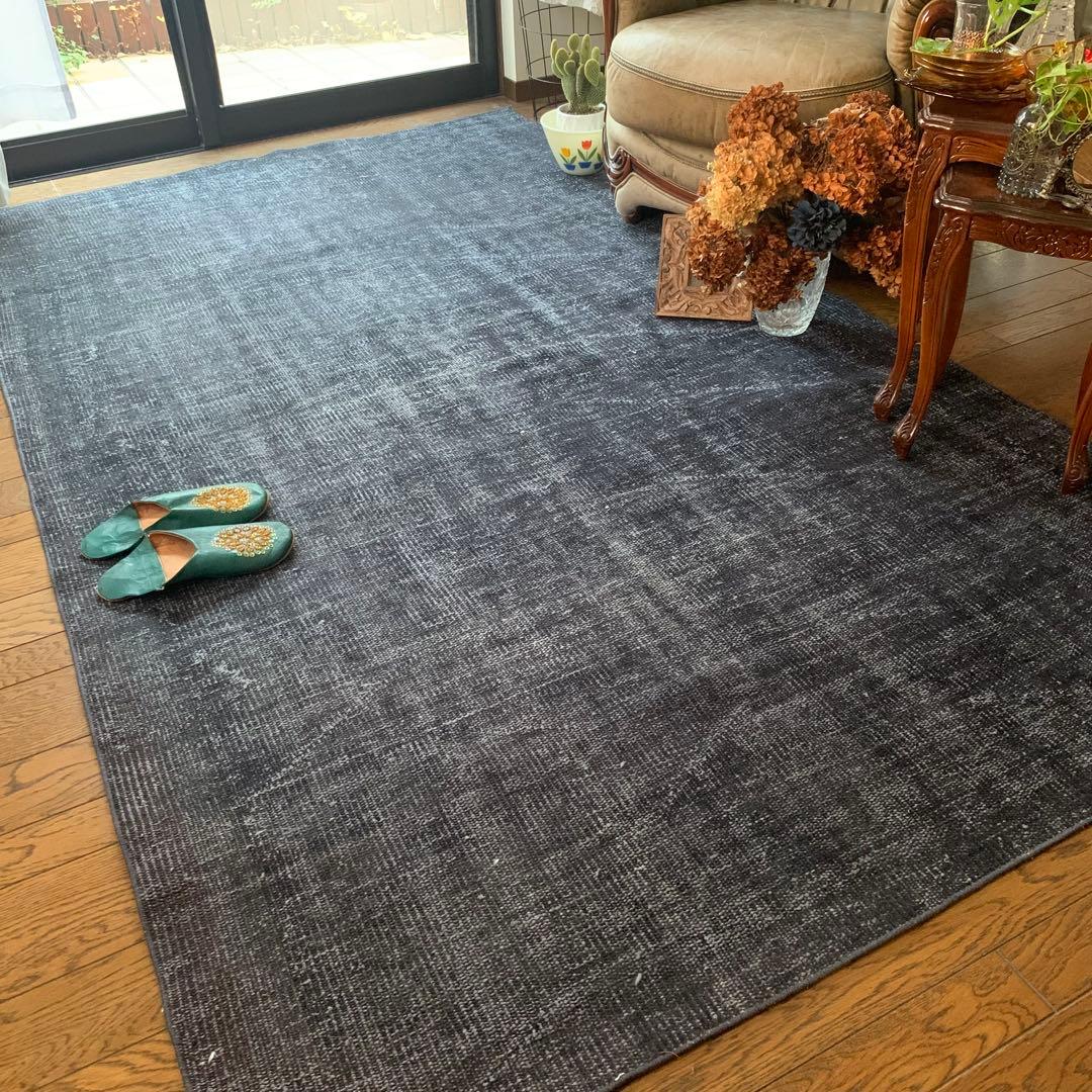 Mom　大判　トルコヴィンテージラグ　ネイビーブラック245×147