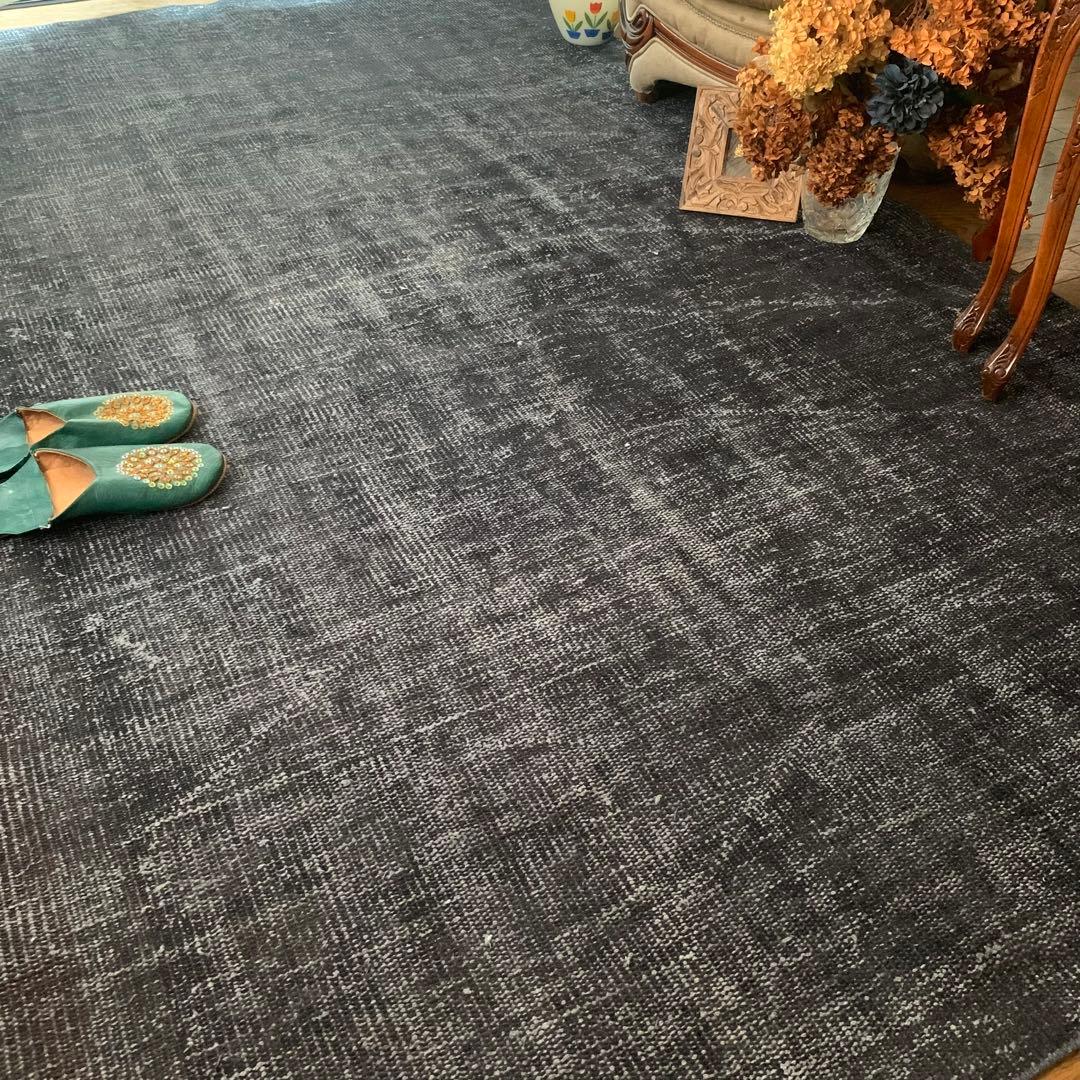 Mom　大判　トルコヴィンテージラグ　ネイビーブラック245×147