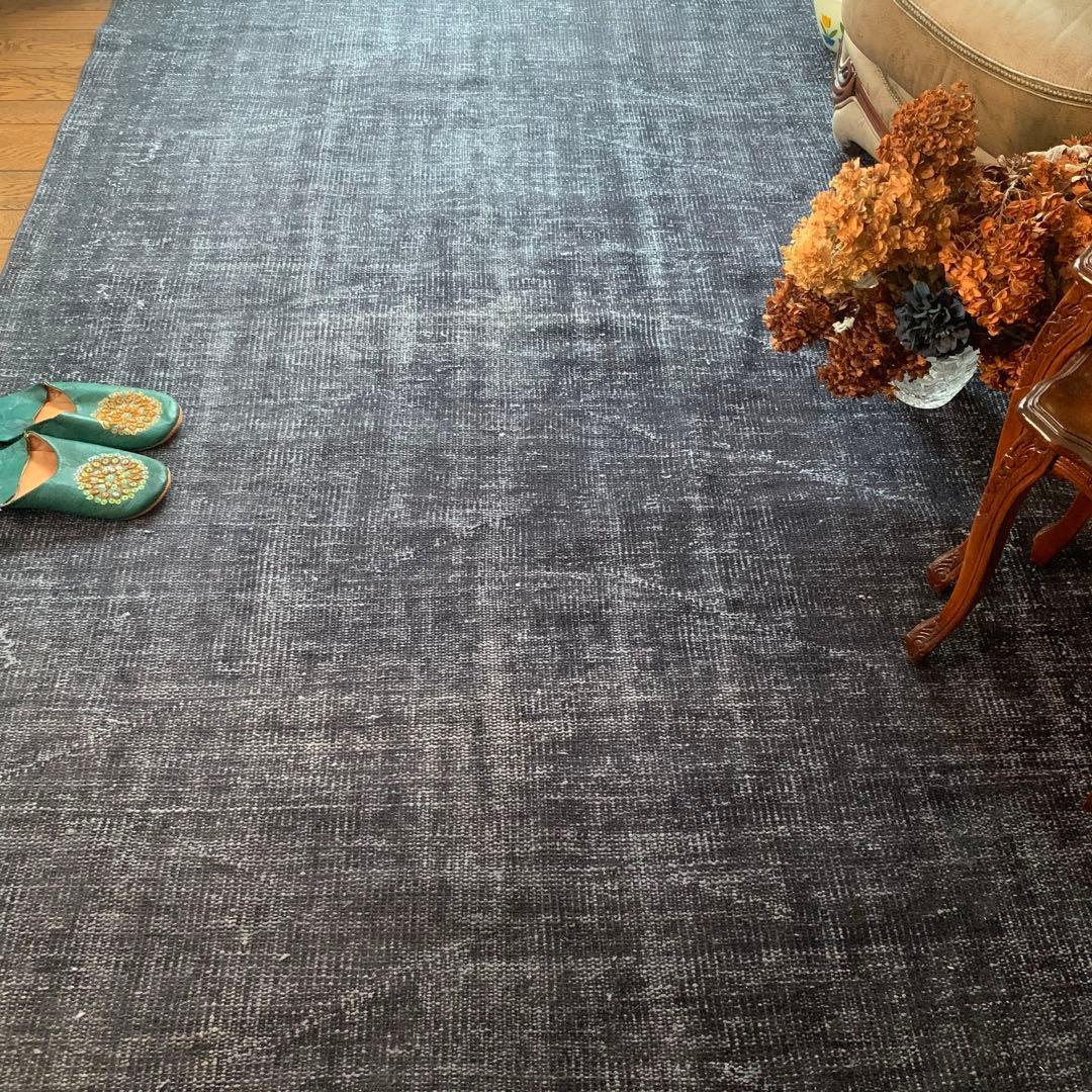 Mom　大判　トルコヴィンテージラグ　ネイビーブラック245×147