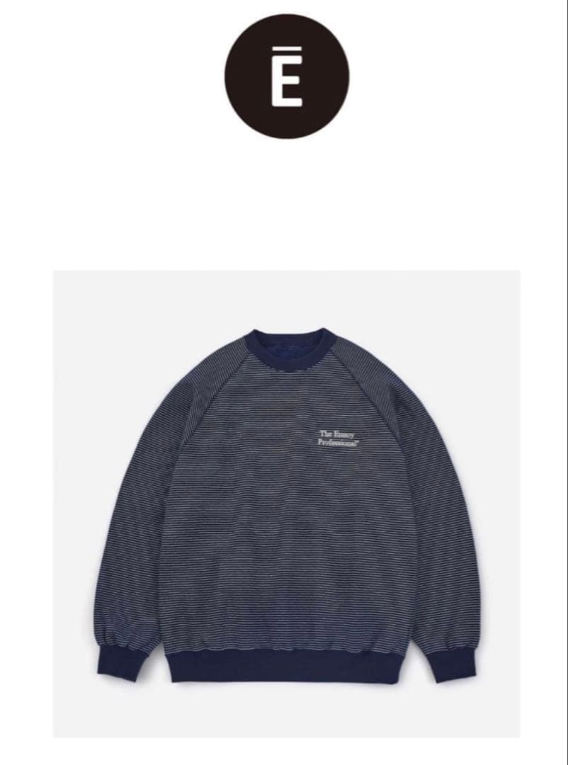 訳あり！ennoy BORDER CREW NECK SWEATネイビーL