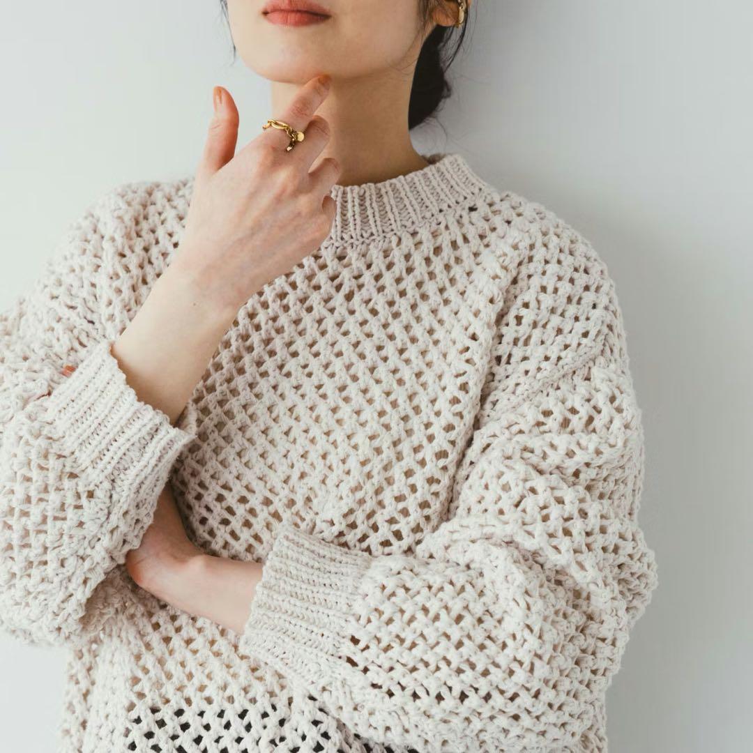 北欧暮らしの道具店 LIYOCA リヨカ メッシュ編みニット グレージュ