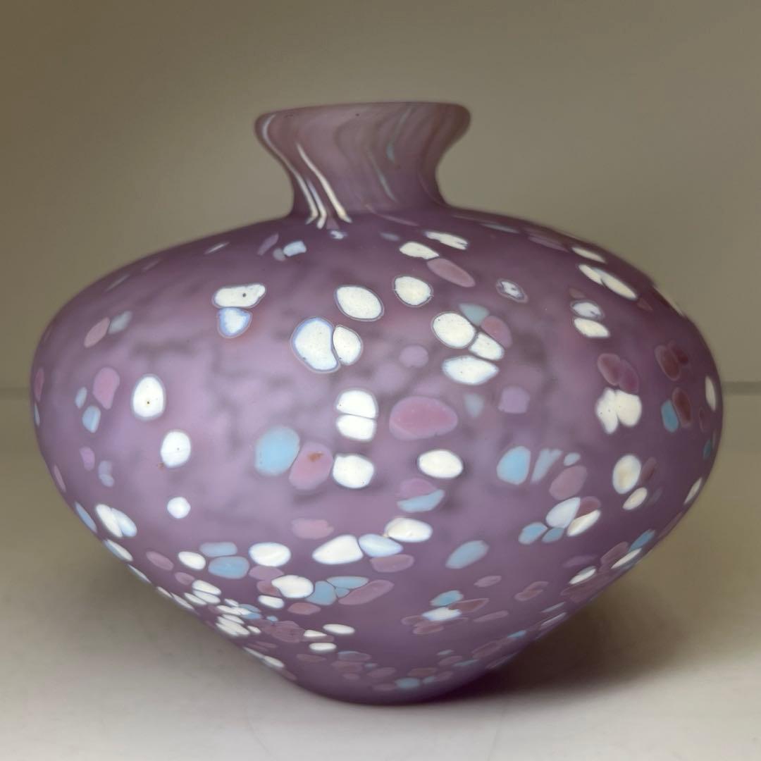 藤田喬平 金彩 ガラス花瓶 H14cm 東キ7-1218①