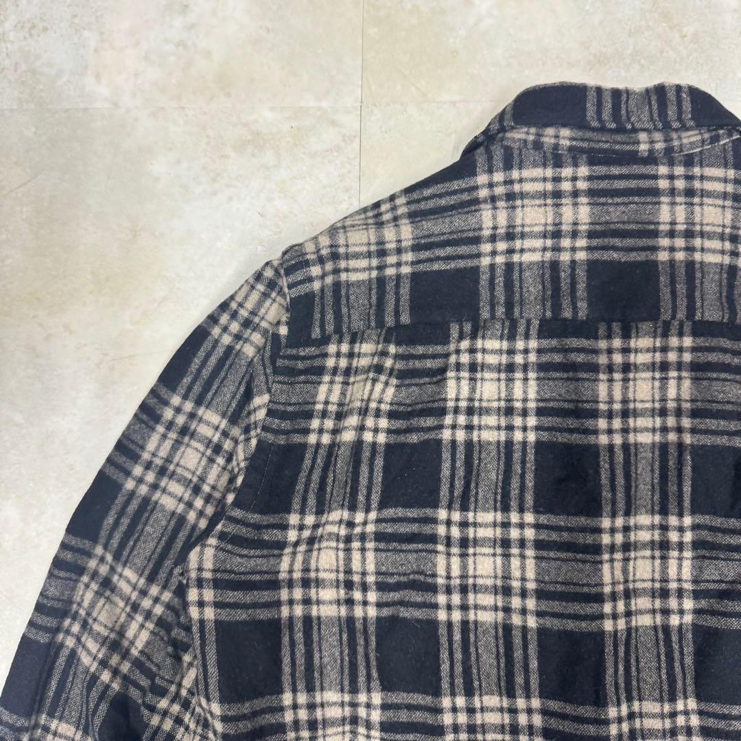 70s ビンテージ sears オープンカラーウールチェックボックスシャツ