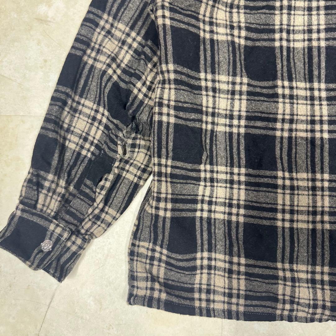 70s ビンテージ sears オープンカラーウールチェックボックスシャツ