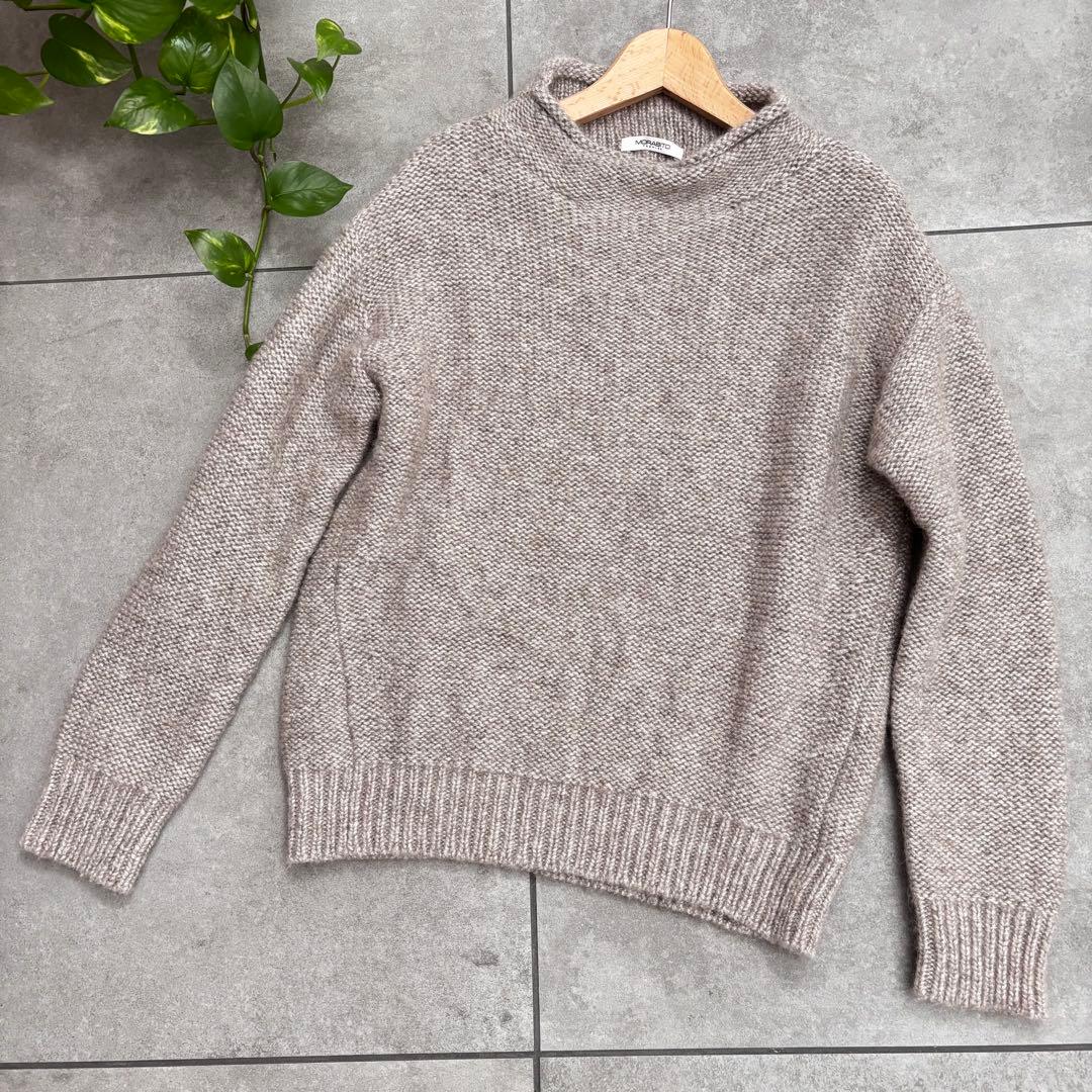 1回着用 MORABITO ニットセーター　アルパカ40% 銀ラメハイネック M